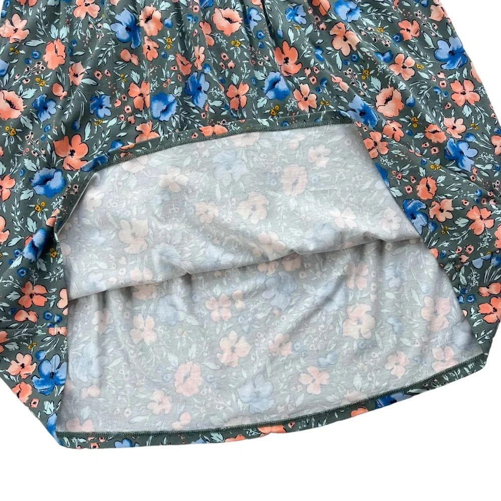 Lands’ End Womens Medium Gray Blue Orange Floral Short Sleeve Midi T-shirt Dress - Picture 11 of 16